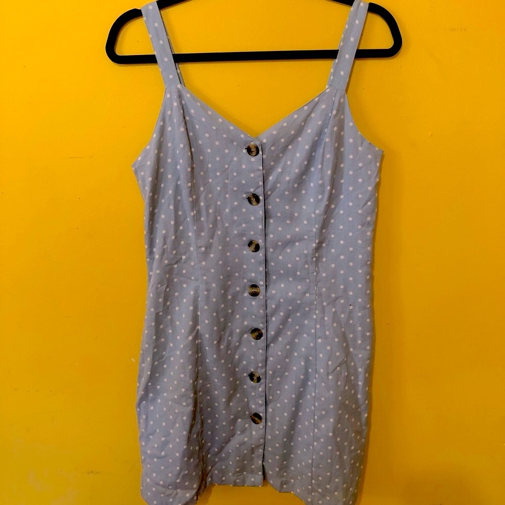 Blue polka doted dress. Medium.